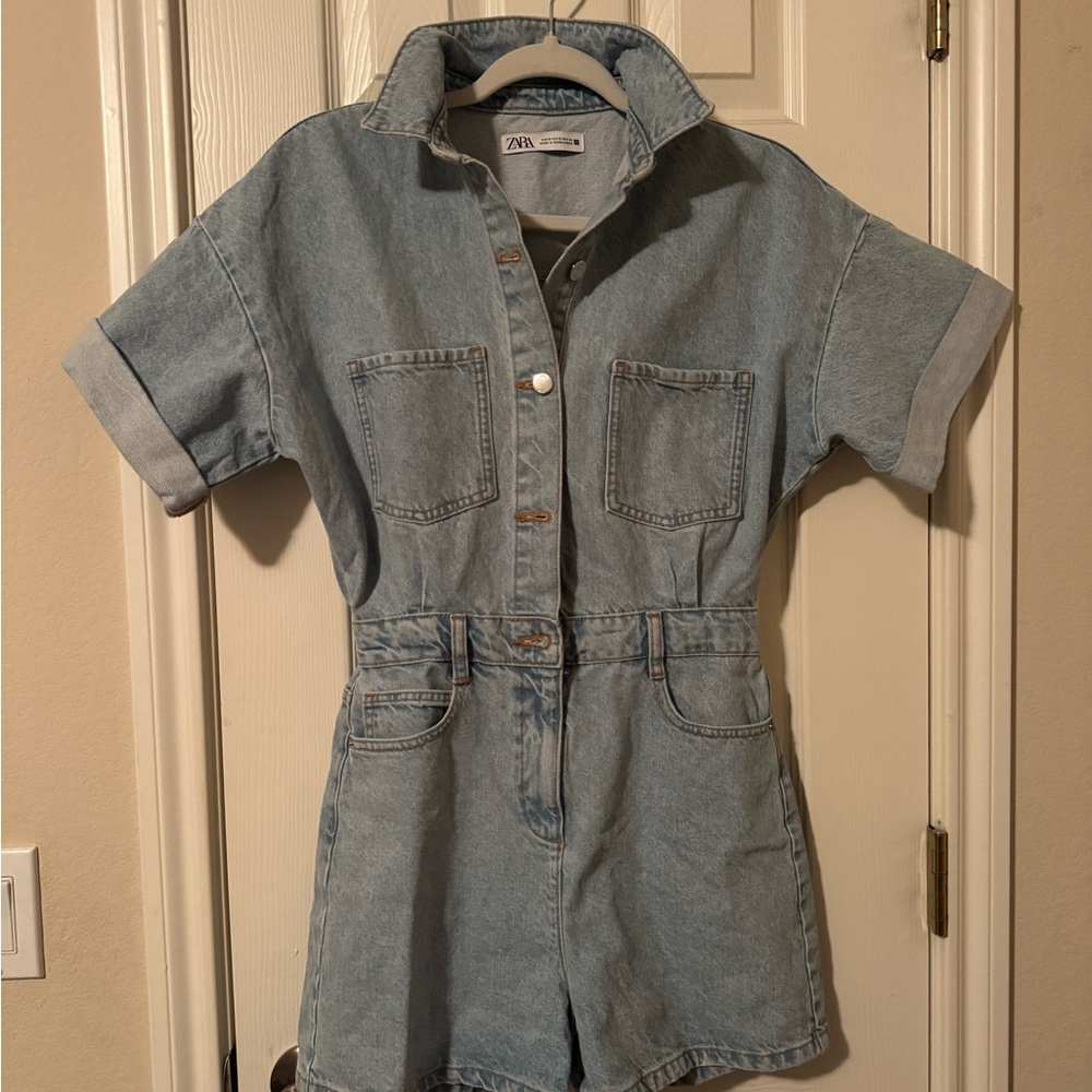 Zara Light Blue Denim Romper